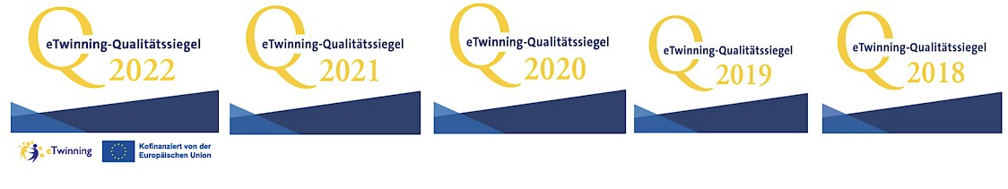 eTwinning-Qualitätssiegel in absteigender Reihenfolge von 2022 bis 2018